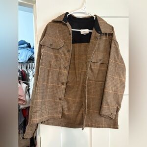 American Eagle Outfitters Brown Plaid Shirt Jacket